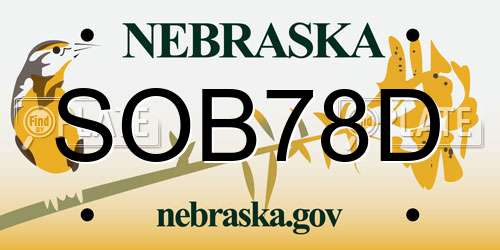 SOB78D Nebraska License Plate