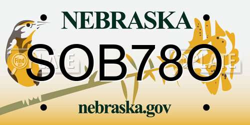 SOB78O Nebraska License Plate