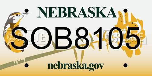 SOB8105 Nebraska License Plate
