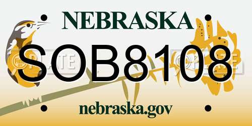 SOB8108 Nebraska License Plate