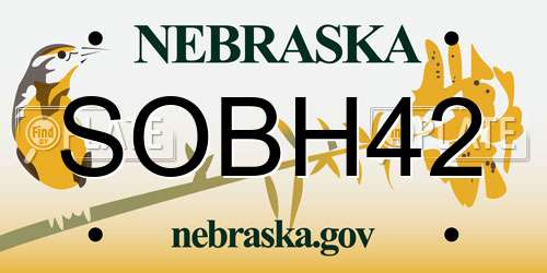 SOBH42 Nebraska License Plate
