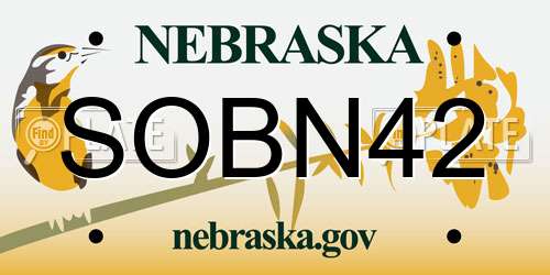 SOBN42 Nebraska License Plate