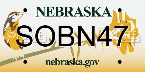 SOBN47 Nebraska License Plate