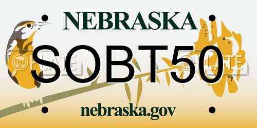 SOBT50 Nebraska License Plate