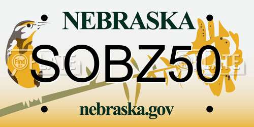 SOBZ50 Nebraska License Plate