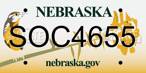 SOC4655 Nebraska License Plate