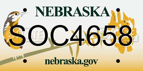 SOC4658 Nebraska License Plate