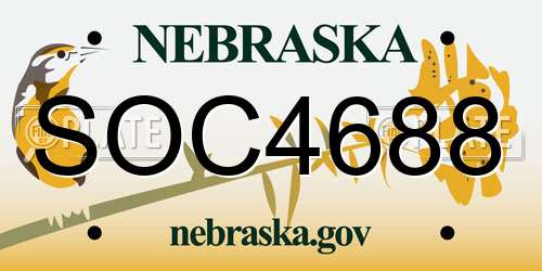 SOC4688 Nebraska License Plate