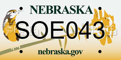 SOE043 Nebraska License Plate