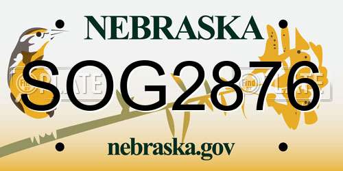 SOG2876 Nebraska License Plate