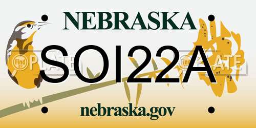 SOI22A Nebraska License Plate