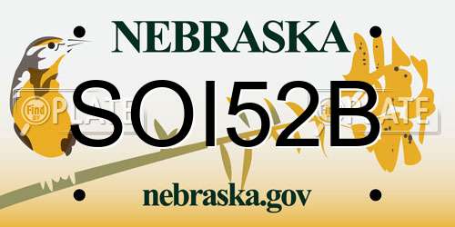 SOI52B Nebraska License Plate