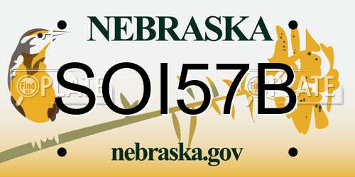 SOI57B Nebraska License Plate