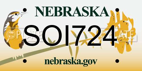 SOI724 Nebraska License Plate