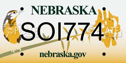 SOI774 Nebraska License Plate