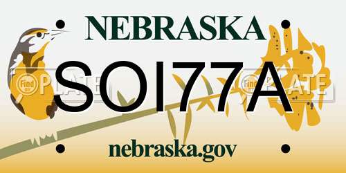 SOI77A Nebraska License Plate