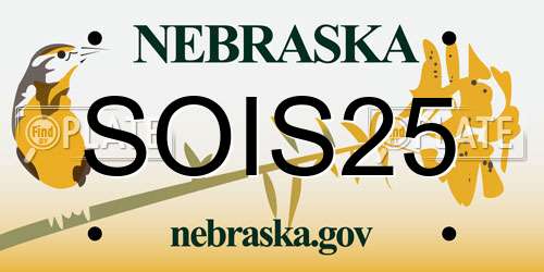 SOIS25 Nebraska License Plate