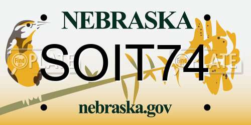 SOIT74 Nebraska License Plate