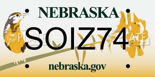 SOIZ74 Nebraska License Plate