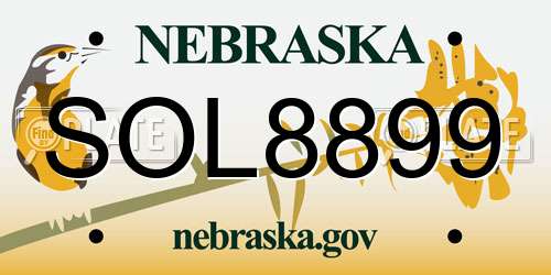SOL8899 Nebraska License Plate
