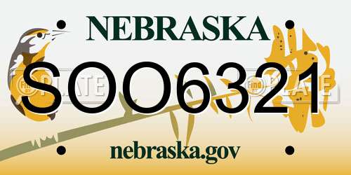 SOO6321 Nebraska License Plate