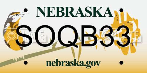 SOQB33 Nebraska License Plate