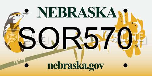 SOR570 Nebraska License Plate