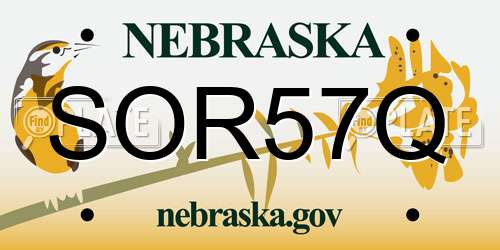 SOR57Q Nebraska License Plate
