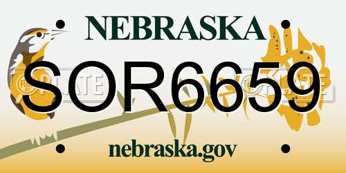 SOR6659 Nebraska License Plate