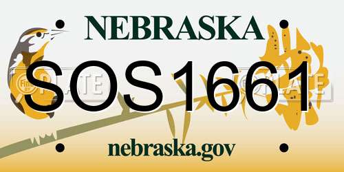 SOS1661 Nebraska License Plate