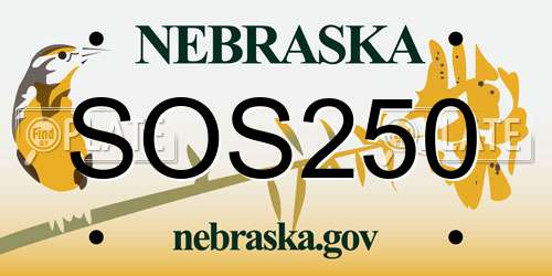 SOS250 Nebraska License Plate