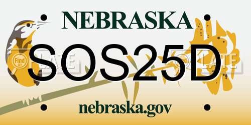 SOS25D Nebraska License Plate