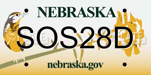 SOS28D Nebraska License Plate