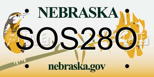 SOS28O Nebraska License Plate