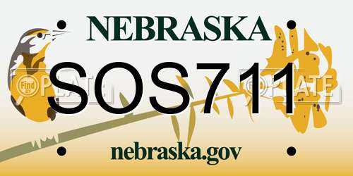 SOS711 Nebraska License Plate