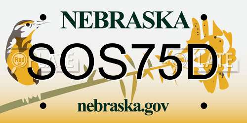 SOS75D Nebraska License Plate