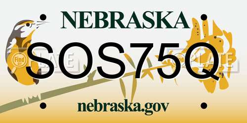 SOS75Q Nebraska License Plate