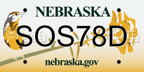 SOS78D Nebraska License Plate
