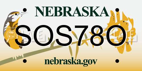 SOS78O Nebraska License Plate