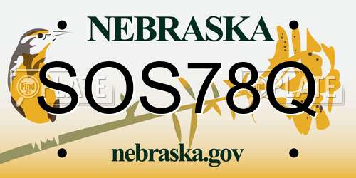 SOS78Q Nebraska License Plate