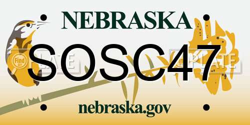 SOSC47 Nebraska License Plate