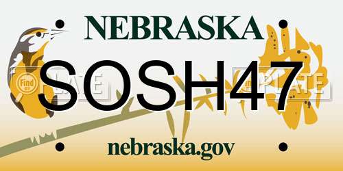 SOSH47 Nebraska License Plate