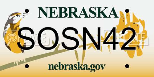 SOSN42 Nebraska License Plate