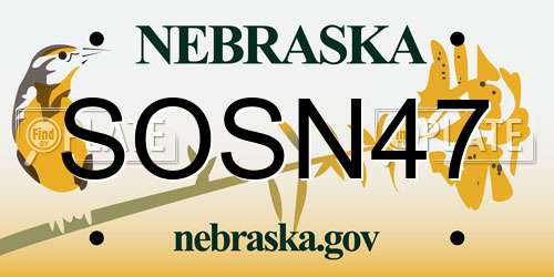 SOSN47 Nebraska License Plate