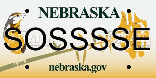 SOSSSSE Nebraska License Plate