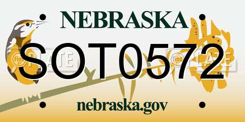 SOT0572 Nebraska License Plate