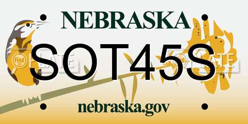 SOT45S Nebraska License Plate