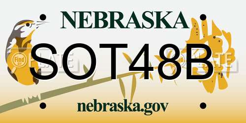SOT48B Nebraska License Plate