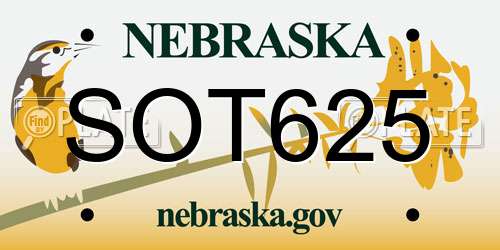 SOT625 Nebraska License Plate