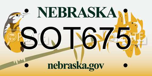 SOT675 Nebraska License Plate